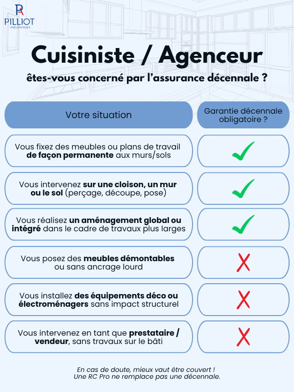 Cuisiniste : assurance décennale